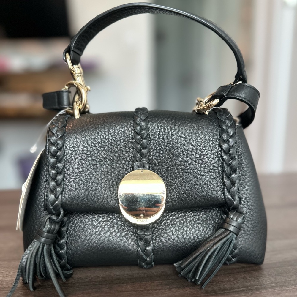 Chloe Penelope Women's Braid Detail Mini Shoulder Bag in Black (MSRP $2,090) NWT